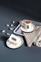 Hermia Juego de Tazas de Café y Platos Negro, 4 Piezas de Porcelana de 90 cc